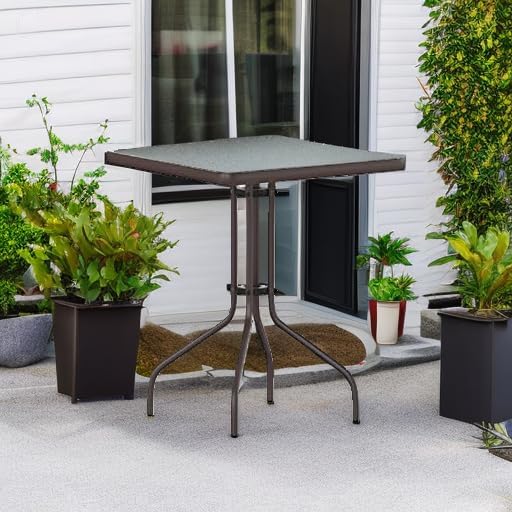 Flash Furniture Metal Square Table Clear Top/Bronze Frame