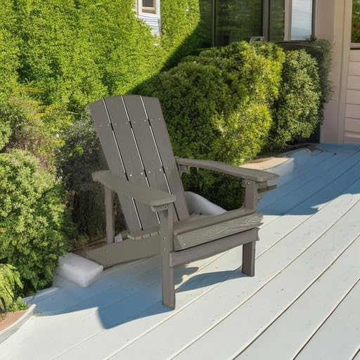 Flash Furniture Poly Resin Adirondack Chair, Gray Grey