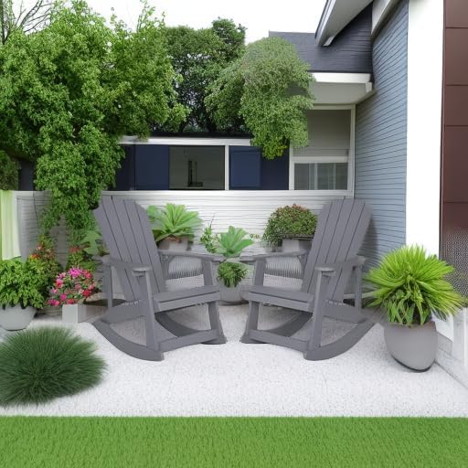 Flash Furniture Adirondack Rocking Chair, 2-Pack, Gray Grey